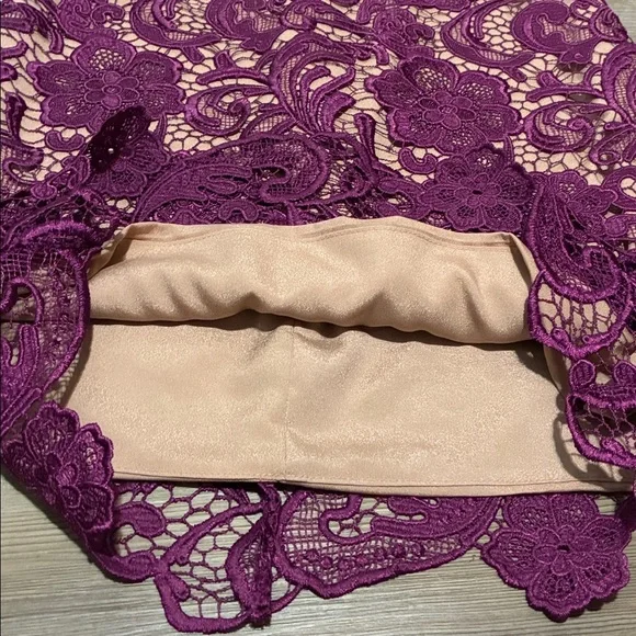 Dress The Population Anna mulberry & nude lace dress size S Cocktail Evening - Picture 4 of 9